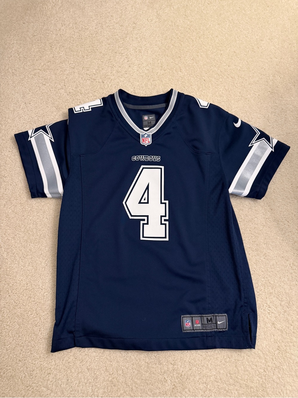 Nike Dallas Cowboys Dak Prescott #4 Youth Jersey Navy Size M 10/12 NFL